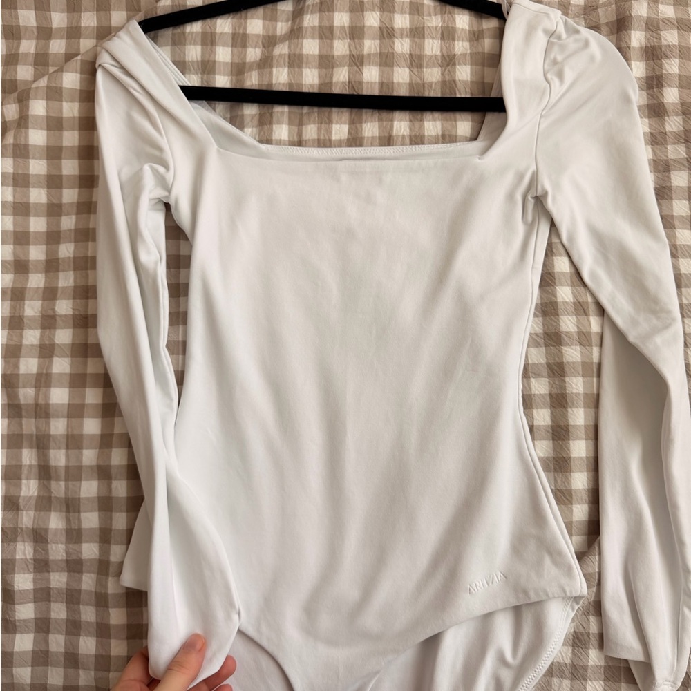 Aritzia White Long Sleeve Bodysuit